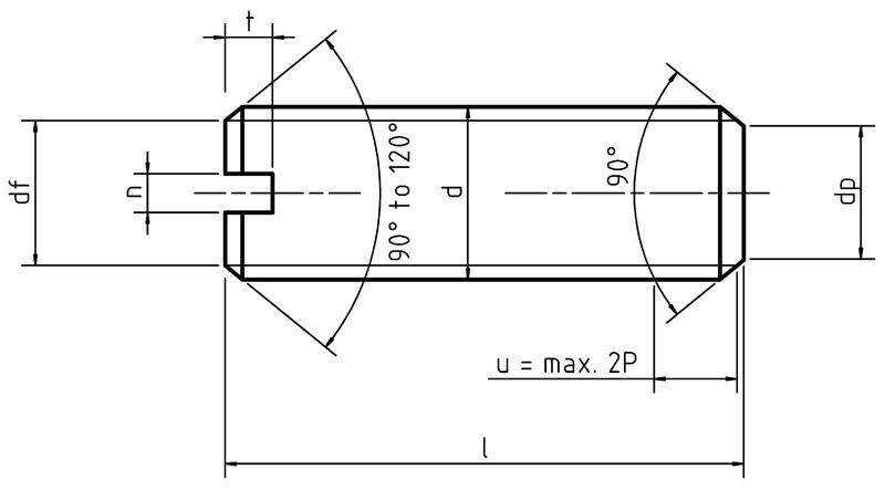 DIN 551 - Slotted set screws