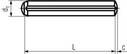 DIN1473 Full Length Grooved Parallel Pin - product drawing - L=length, c=chamfer length, d1=dia.