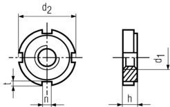 DIN 1804 Slotted Round Nut Dimensions