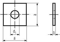 DIN436 square washer for wood construction- product drawing-d1=ID,a=width,s=thickness
