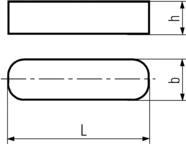 DIN6885A Parallel Key - Product Drawing - L=length,b=width,h=height