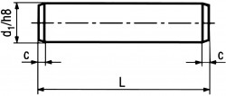 DIN7-h8 Dowel Pin- product drawing - L=length, d1=dia.,c=chamfer length