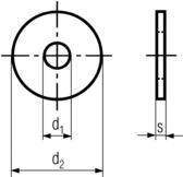 DIN9021 Fender Washer - Dimensional Drawing - d1=ID,d2=OD,s=thickness