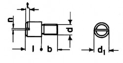 DIN 927 Slotted Shoulder Screw - Product drawing - b=shank length, d=thread dia.,d1=head dia.,