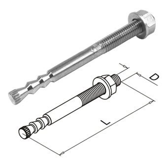 M8 x 80mm Anchor Bolt - 316 Grade Stainless Steel