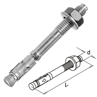 75mm x M8 Threaded Expansion Anchor Bolt - Zinc Plated Steel